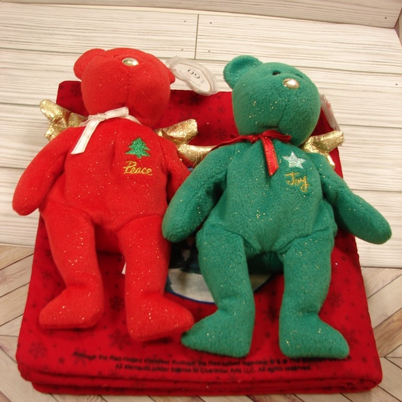 Christmas Holiday 3 pc Set Rudolph Soft Book and 2 Vtg Beanie Bears from 2003 - Picture 10 of 13